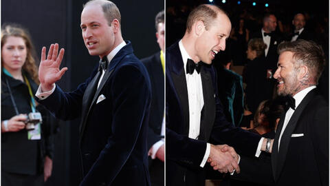 Hoàng tử William lần đầu không có Kate hậu thuẫn trên thảm đỏ BAFTA, vẫn gây bùng nổ bằng một khoảnh khắc cùng David Beckham