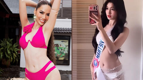 Cực "nóng" hình ảnh Phương Nhi và Hoàng Phương diện bikini ở hai cuộc thi quốc tế: Thần thái hoàn toàn đối lập
