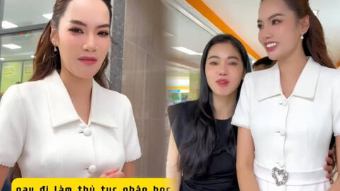 Hoa hậu Lê Hoàng Phương được bà Phạm Kim Dung "dắt" đi đăng ký nhập học Thạc sĩ HUTECH