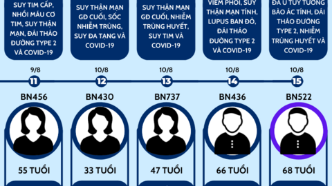 Độ tuổi trung bình của 15 ca tử vong do COVID-19 ở Việt Nam là bao nhiêu?