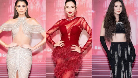 Thảm đỏ Bán kết Miss Grand International: Thùy Tiên "nổi bần bật" trong sắc đỏ, Thiên Ân gây chú ý vì mái tóc xù