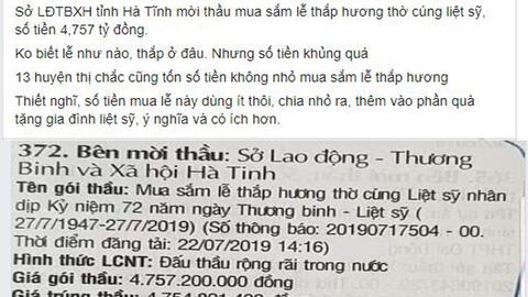 Hà Tĩnh gây sốc khi dùng 5 tỷ đồng cho Lễ thắp hương Liệt sĩ ngày 27/7
