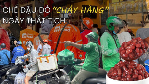 Tình hình các hàng chè đậu đỏ ngày Thất Tịch: giới trẻ thi nhau đặt hàng, đông nghịt người chờ mua