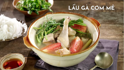 Món ngon mối ngày: Lẩu gà cơm mẻ