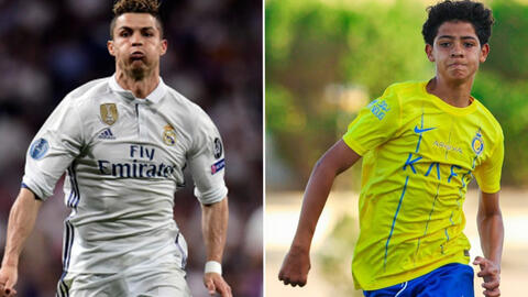 Quý tử nhà Ronaldo tái hiện hình ảnh của cha ngày ra mắt đội bóng mới, cô nàng Georgina không giấu được sự tự hào