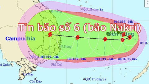 Bão số 6 hướng đi phức tạp, có thể vào Nam Trung bộ