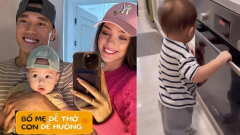 Coi trai Bùi Tiến Dũng hơn 10 tháng tuổi đã "vào bếp", làm gì mà Dianka mừng rỡ khoe lên mạng?