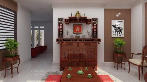 10 mẫu phòng khách với bàn thờ đẹp, hợp phong thủy