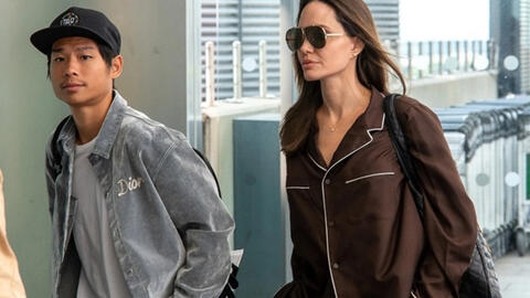 Angelina Jolie mặc đồ ngủ 1.900 USD ra sân bay