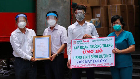 Tỉnh Bình Dương được hỗ trợ 2.000 máy tạo oxy dùng điều trị bệnh nhân COVID-19