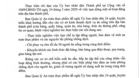 Phòng dịch COVID-19, quán ăn tại TP.HCM chỉ phục vụ tối đa 30 người trong cùng thời điểm