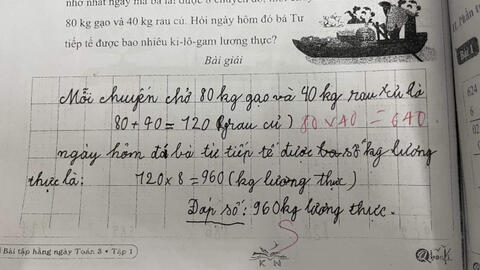 Bài toán tiểu học khiến cả cõi mạng tranh cãi, cô giáo chữa xong cũng không ai hiểu: Tại sao lại ra như vậy?