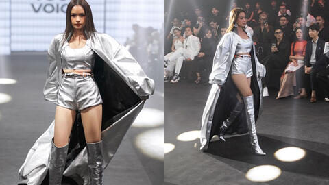Hoa hậu Ngọc Châu mặc áo choàng quét đất, catwalk đầy quyền lực trong show "Cảm hứng Việt Nam"