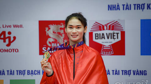 Những khoảnh khắc hạnh phúc của VĐV Thu Hiền khi giành HCV môn Taekwondo