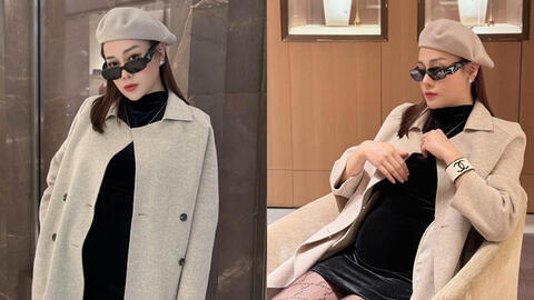 Phương Oanh bụng bầu 6 tháng vượt mặt vẫn lên đồ đi mua sắm, sang chảnh chuẩn phong thái vợ "cá mập"