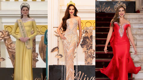 Thảm đỏ lễ trao sash Miss Grand International 2023: Lê Hoàng Phương diện váy xuyên thấu, Hoa hậu đẹp nhất thế giới khoe dáng với áo dài