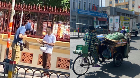 Bà cụ thu gom phế liệu vét hết tiền trong túi giúp đỡ thanh niên ngoại quốc