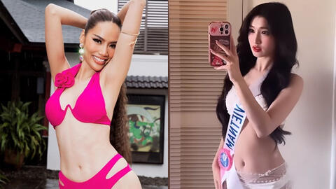 Cực "nóng" hình ảnh Phương Nhi và Hoàng Phương diện bikini ở hai cuộc thi quốc tế: Thần thái hoàn toàn đối lập