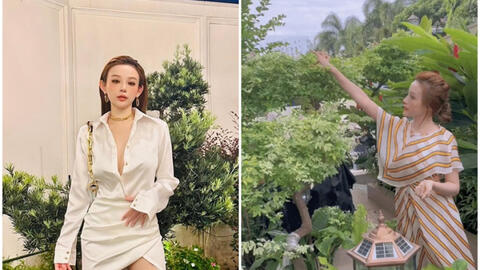 Vườn cây trong biệt thự 100 tỷ của Huyền Baby: Chồng chăm cây từ A - Z, vợ chỉ việc thả dáng sống ảo