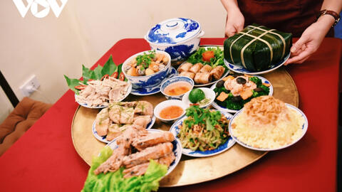 Cận cảnh mâm cỗ cúng rằm tháng Giêng truyền thống của người Hà Nội