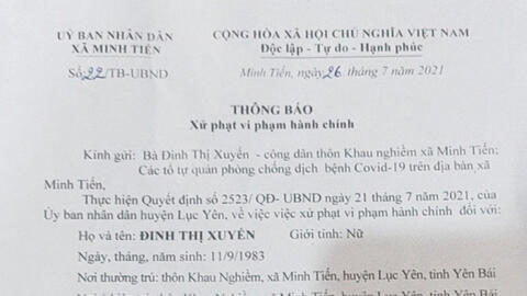 Yên Bái: Trốn cách ly tại nhà, người phụ nữ bị xử phạt 7,5 triệu đồng