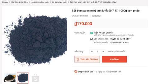 Nguyên liệu làm pháo bán tràn lan trên mạng