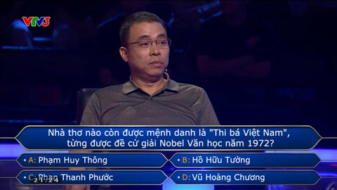 Kiến trúc sư "bó tay" trước một câu hỏi về chủ đề Văn học trong Ai Là Triệu Phú, học giỏi cũng chưa chắc biết