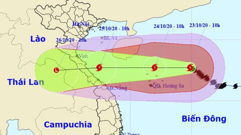 Trong 24 - 48 giờ tới, bão số 8 suy yếu và đi vào vùng biển các tỉnh từ Hà Tĩnh đến Quảng Trị