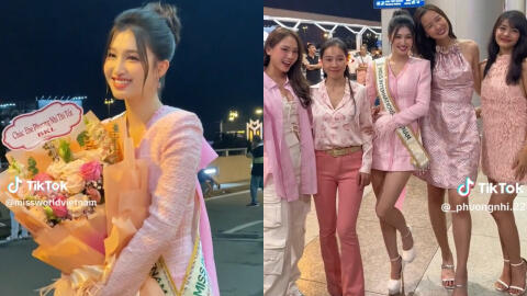 Phương Nhi lên đường chinh chiến Miss International: Nhan sắc ngọt ngào, Mai Phương - Bảo Ngọc cùng dàn hậu đến tiễn