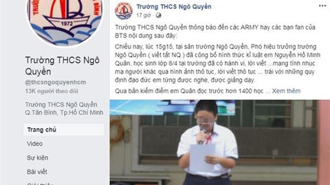 Vụ học sinh đọc kiểm điểm trước toàn trường vì xúc phạm nhóm nhạc Hàn Quốc BTS: Bộ GD&ĐT vào cuộc