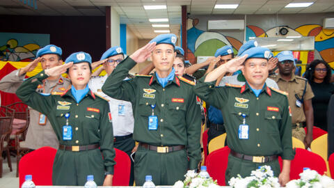 UNMISS trao Huy chương Gìn giữ Hòa bình LHQ cho 3 sĩ quan công an Việt Nam