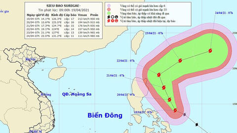 Ảnh hưởng siêu bão Surigae, Bắc Biển Đông biển động mạnh