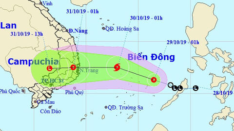 Áp thấp nhiệt đới có thể mạnh lên thành bão, đi vào đất liền Bình Định - Ninh Thuận