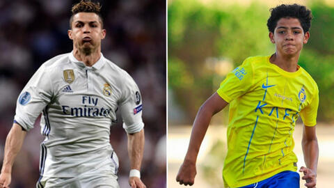 Quý tử nhà Ronaldo tái hiện hình ảnh của cha ngày ra mắt đội bóng mới, cô nàng Georgina không giấu được sự tự hào