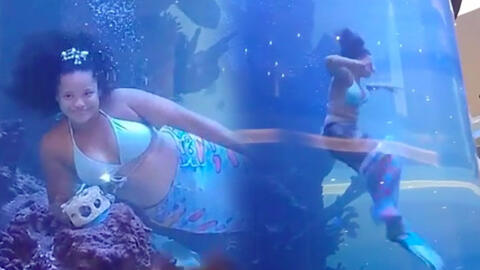 Chuyện hy hữu: Tiên cá suýt đuối nước và pha xử lý ấn tượng trong gang tấc