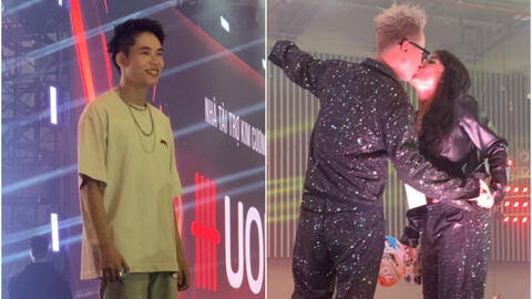 Rapper hôn vợ đắm đuối, DLow quá đẹp trai lọt vào ống kính của fan tại concert Rap Việt