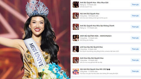 Chỉ sau 1 đêm đăng quang Miss Universe Vietnam, Bùi Quỳnh Hoa bị lập hàng chục nhóm anti vì nghi vấn mua giải