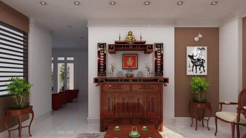 10 mẫu phòng khách với bàn thờ đẹp, hợp phong thủy