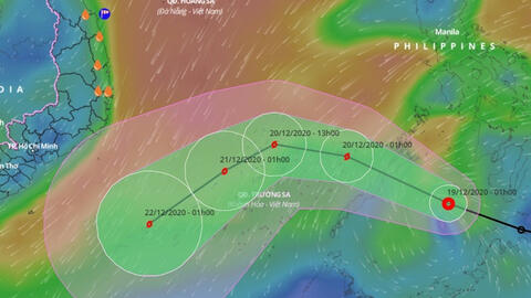 Áp thấp nhiệt đới sẽ đi vào Biển Đông trong ngày 19/12