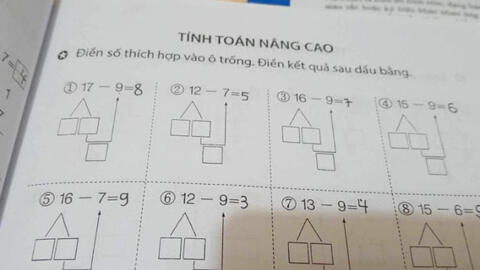 Cả nhà thức đêm giải bài toán cho con nhưng bó tay, lên mạng hỏi ai cũng sốc: "Lớp 1 mà như lớp 10"