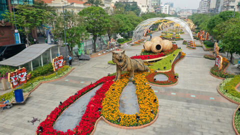 Đường hoa Nguyễn Huệ trước ngày khai mạc