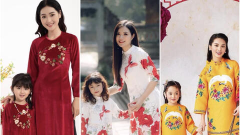 Những mẫu áo dài Tết cho mẹ và bé mới nhất 2020
