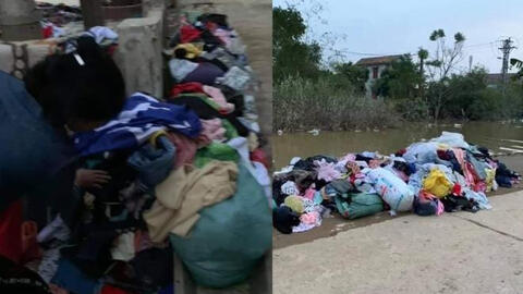 Hình ảnh quần áo từ thiện đổ đống vứt bên lề đường gây tranh cãi
