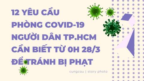 12 yêu cầu phòng COVID-19 người dân TP.HCM cần biết từ 28/3