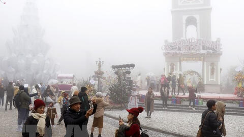 Vùng núi Sa Pa xuống 2 độ C, giảm nhiệt thấp nhất từ đầu mùa Đông