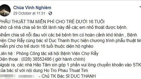Mạo danh chùa Vĩnh Nghiêm kêu gọi giúp đỡ bệnh nhân...ảo