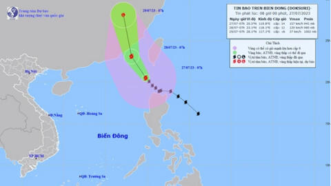 Bão Doksuri vào Biển Đông, trở thành cơn bão số 2 trong năm 2023