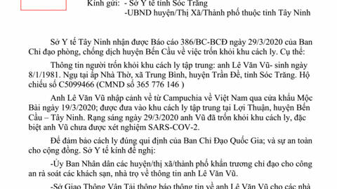 Đã tìm được người trốn cách ly ở Tây Ninh