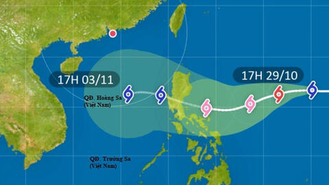 Bão Goni sẽ di chuyển với vận tốc nhanh và hướng vào khu vực Trung Trung Bộ