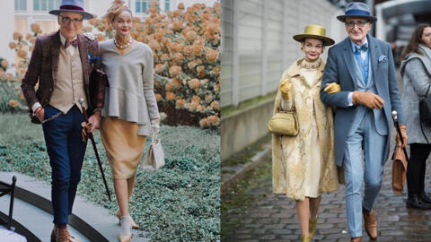 Vợ chồng U80 gây sốt vì ăn mặc quá sành điệu và sang chảnh